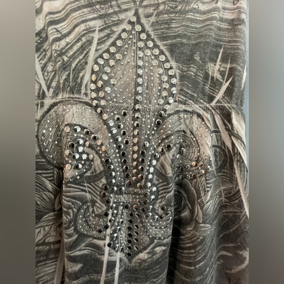 Vegas Royalty (2) Piece Set Gray & White Embellishment Tank Top New Orleans Sz M - Picture 5 of 16